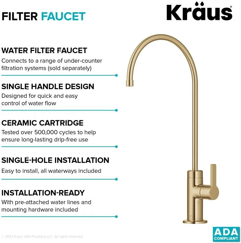 KRAUS Oletto High-Arc Single Handle Pull-Down Kitchen Sink Faucets in Brushed Brass, Kitchen Faucets with Pull Down Sprayer, FF-103BB