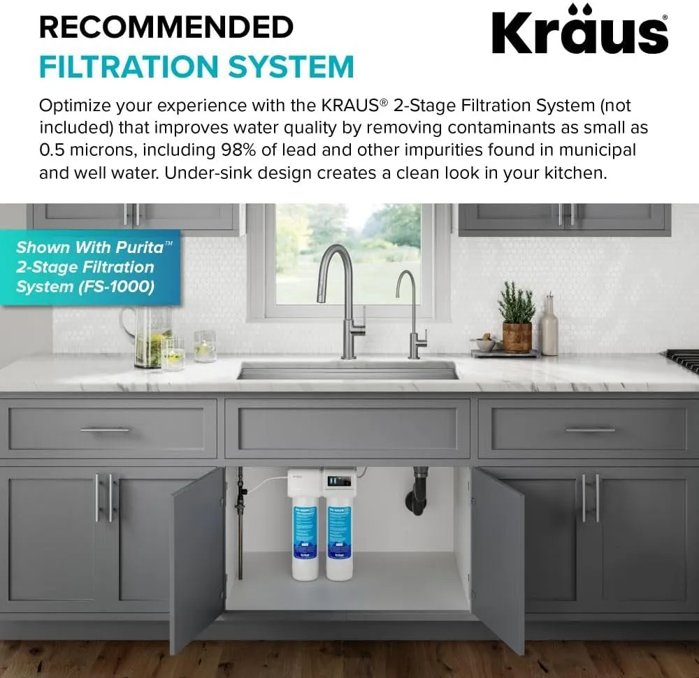 KRAUS Oletto Single Handle Drinking Water Filter Faucet for Water Filtration System in Spot-Free Stainless Steel, FF-103SFS
