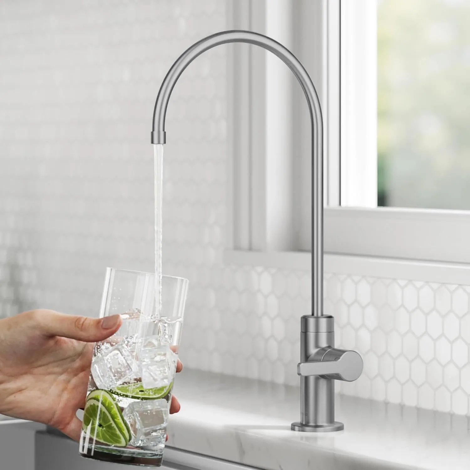 KRAUS Oletto Single Handle Drinking Water Filter Faucet for Water Filtration System in Spot-Free Stainless Steel, FF-103SFS