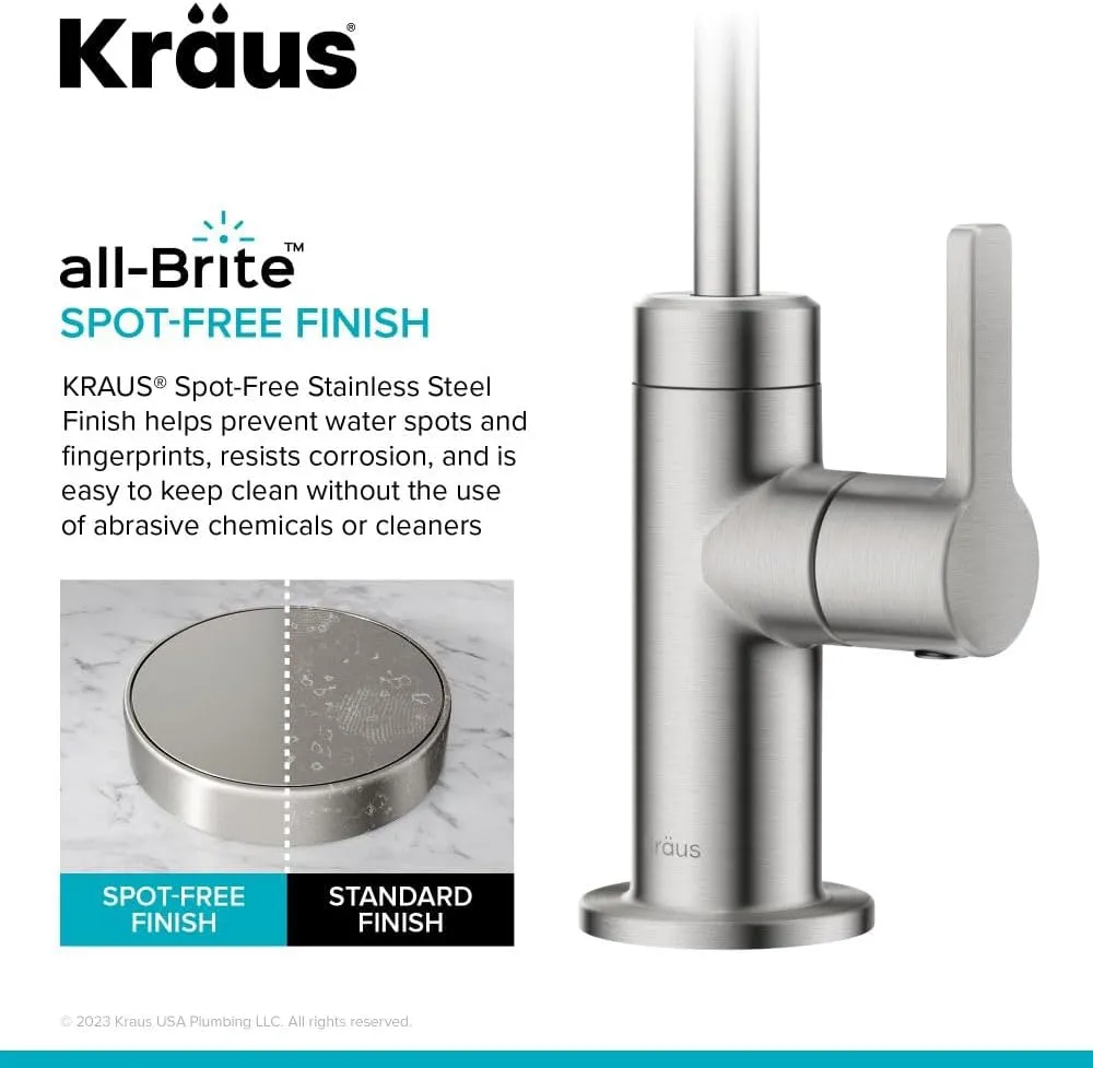 KRAUS Oletto Single Handle Drinking Water Filter Faucet for Water Filtration System in Spot-Free Stainless Steel, FF-103SFS