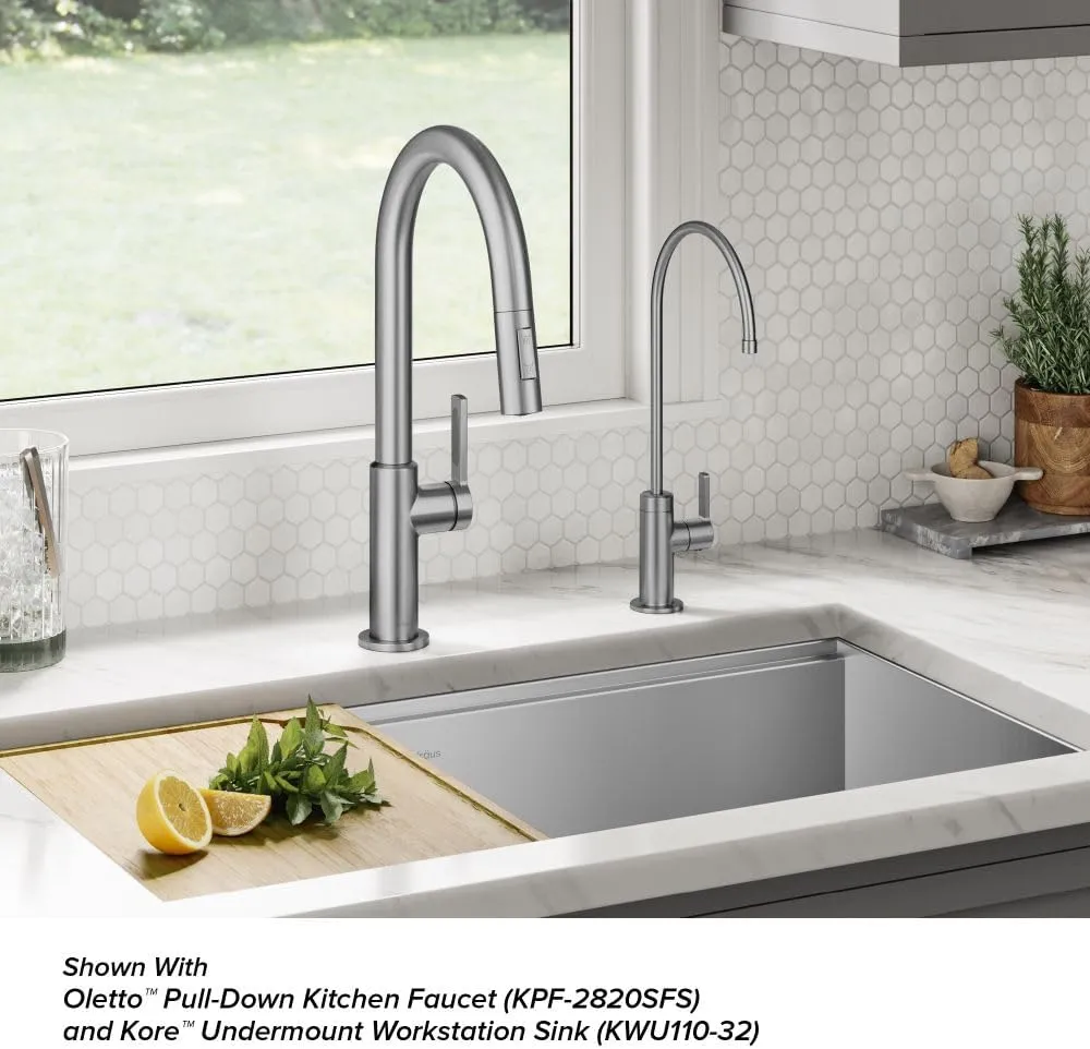 KRAUS Oletto Single Handle Drinking Water Filter Faucet for Water Filtration System in Spot-Free Stainless Steel, FF-103SFS