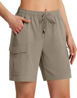 Ksmien Women's 7" Hiking Cargo Shorts Lightweight Quick Dry Ladies Summer Shorts with Zipper Pockets for Travel Golf