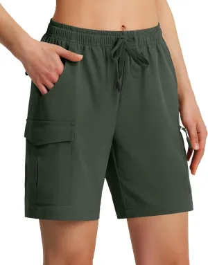 Ksmien Women's 7" Hiking Cargo Shorts Lightweight Quick Dry Ladies Summer Shorts with Zipper Pockets for Travel Golf