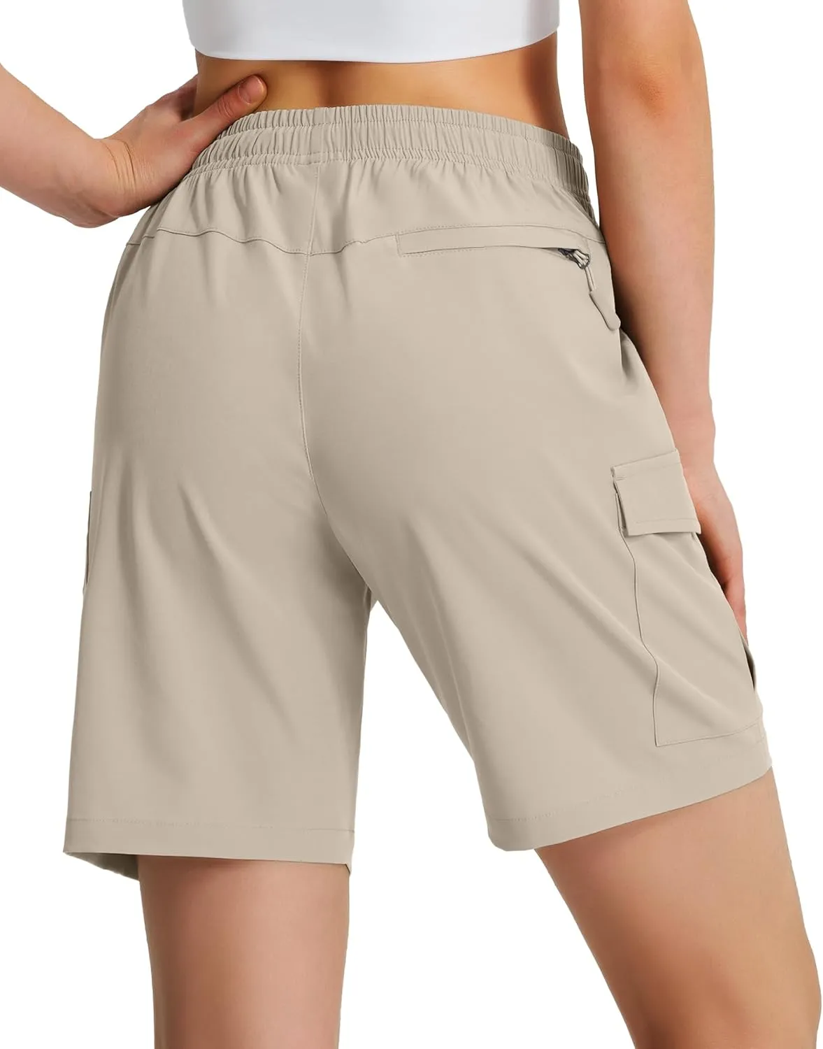 Ksmien Women's 7" Hiking Cargo Shorts Lightweight Quick Dry Ladies Summer Shorts with Zipper Pockets for Travel Golf