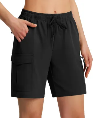 Ksmien Women's 7" Hiking Cargo Shorts Lightweight Quick Dry Ladies Summer Shorts with Zipper Pockets for Travel Golf