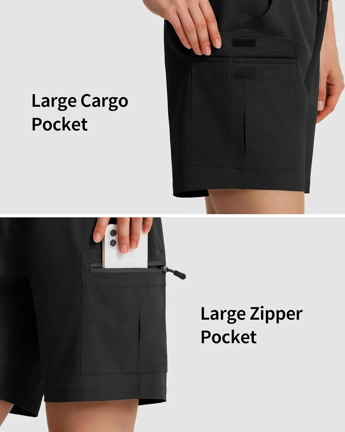 Ksmien Women's 7" Hiking Cargo Shorts Lightweight Quick Dry Ladies Summer Shorts with Zipper Pockets for Travel Golf