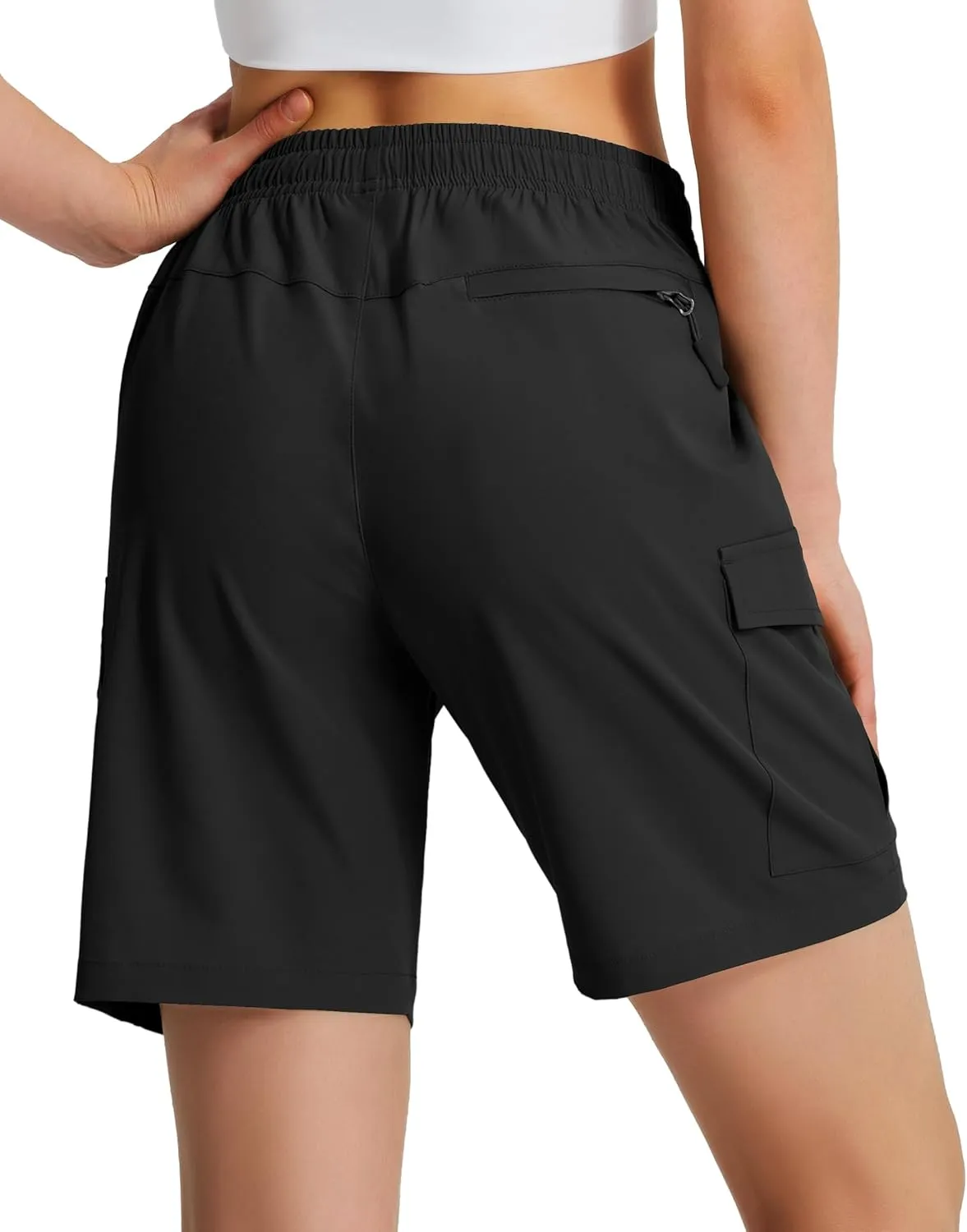 Ksmien Women's 7" Hiking Cargo Shorts Lightweight Quick Dry Ladies Summer Shorts with Zipper Pockets for Travel Golf