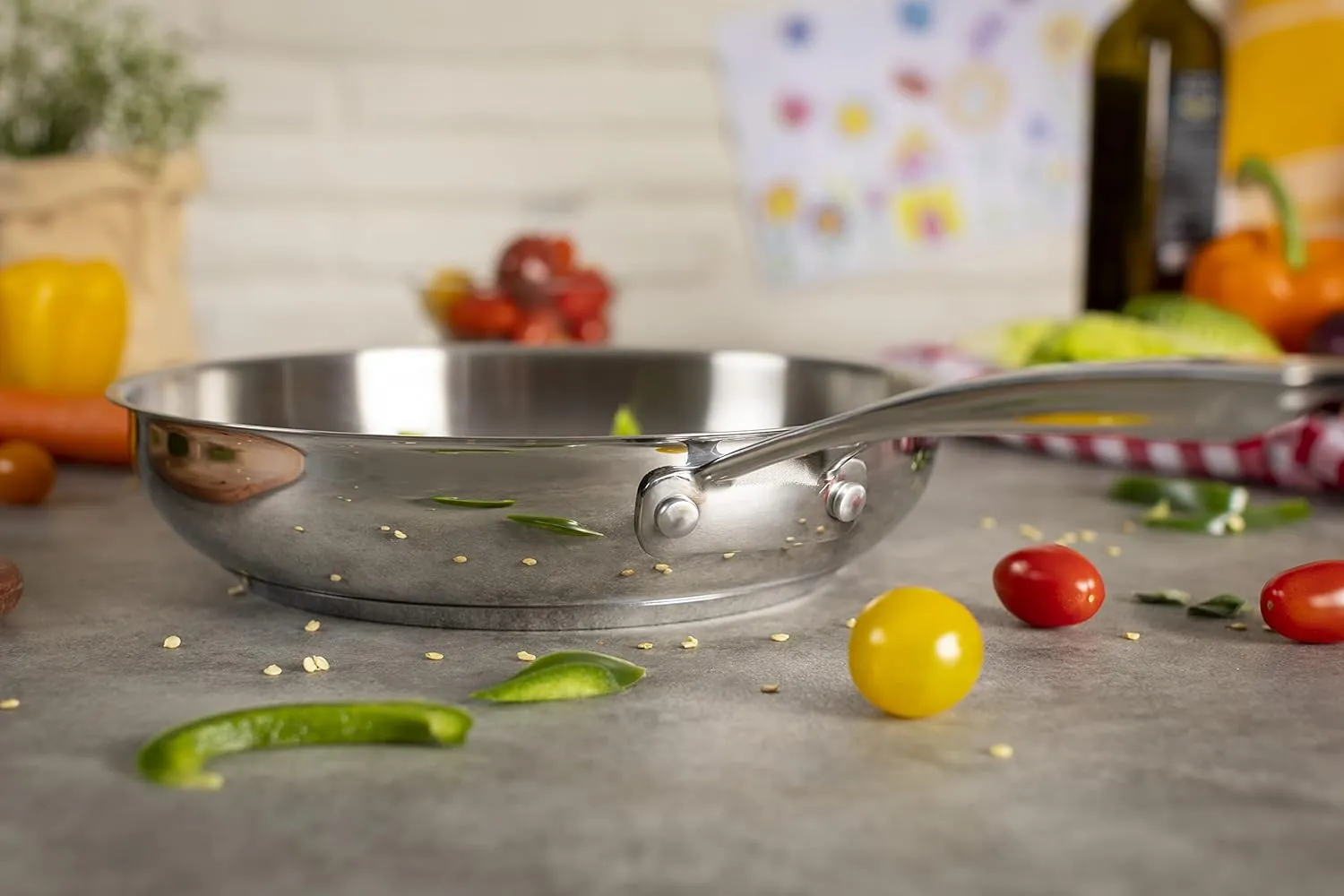 KUHN RIKON Allround Oven-Safe Induction Uncoated Frying Pan, 28 cm, Stainless Steel, Silver