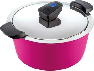 KUHN RIKON Hotpan Comfort Serving Casserole 2 Litres/18 cm, Induction, Stainless Steel, Fuchsia, Stainless Steel