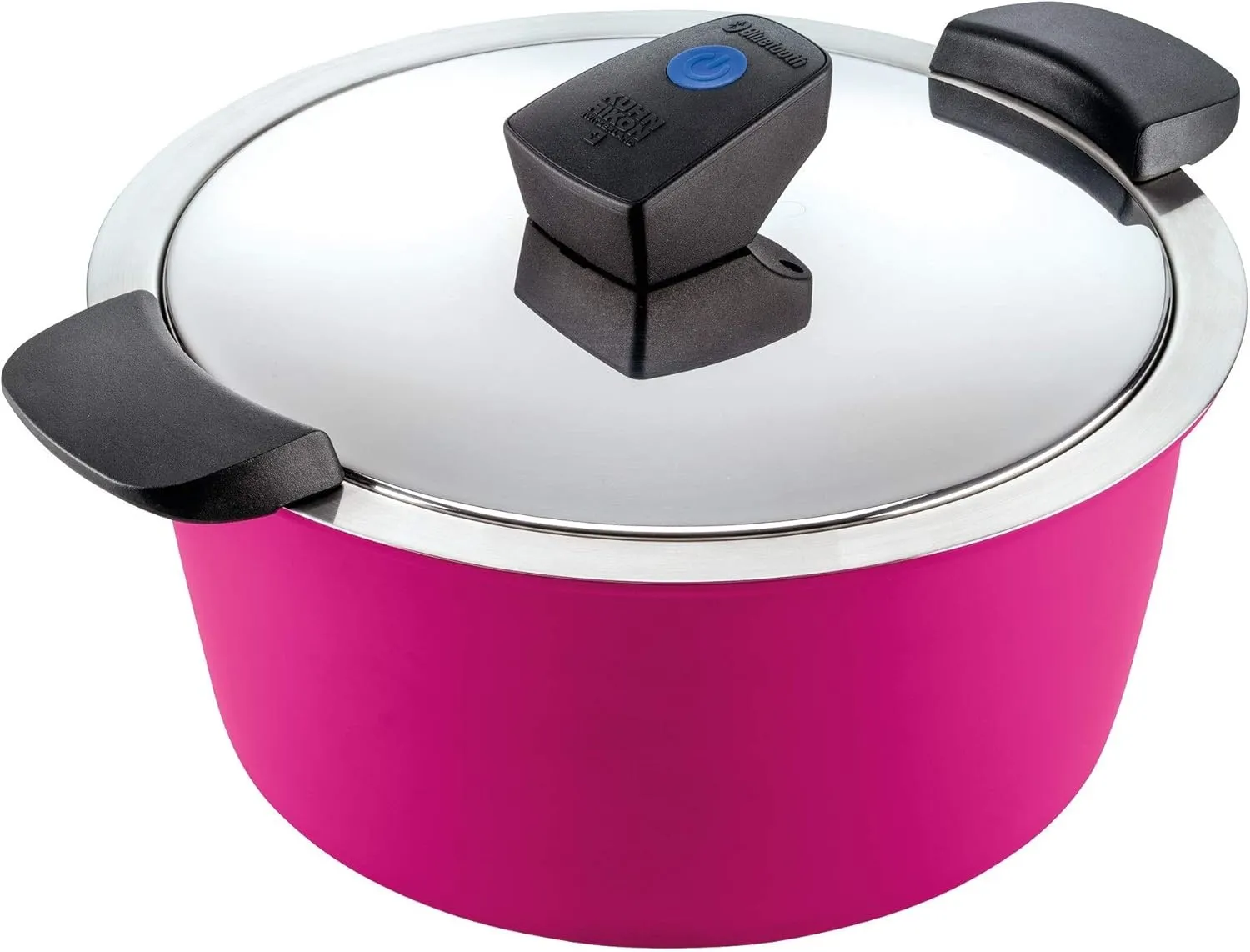 KUHN RIKON Hotpan Comfort Serving Casserole 2 Litres/18 cm, Induction, Stainless Steel, Fuchsia, Stainless Steel