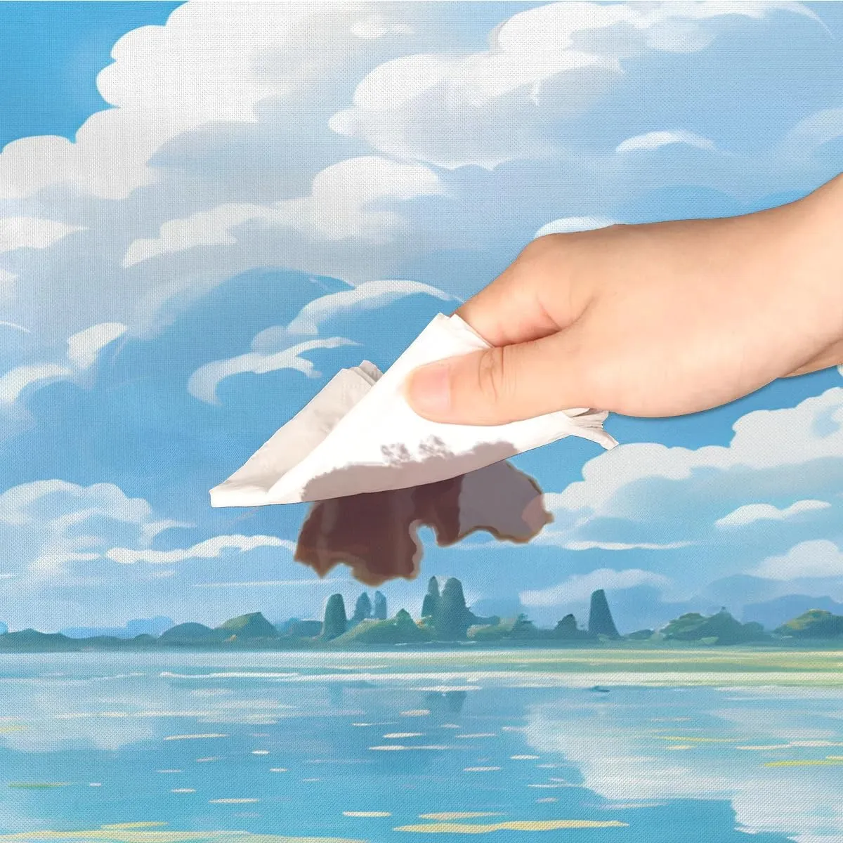 Landscape Prairie Streams White Clouds Rectangle Picnic Tablecloth,Sky Scenery Elastic Fitted Table Cloth, Waterproof Table Cover for 6ft Folding Tables for Dining Outdoor Camping (32x96 Inches)