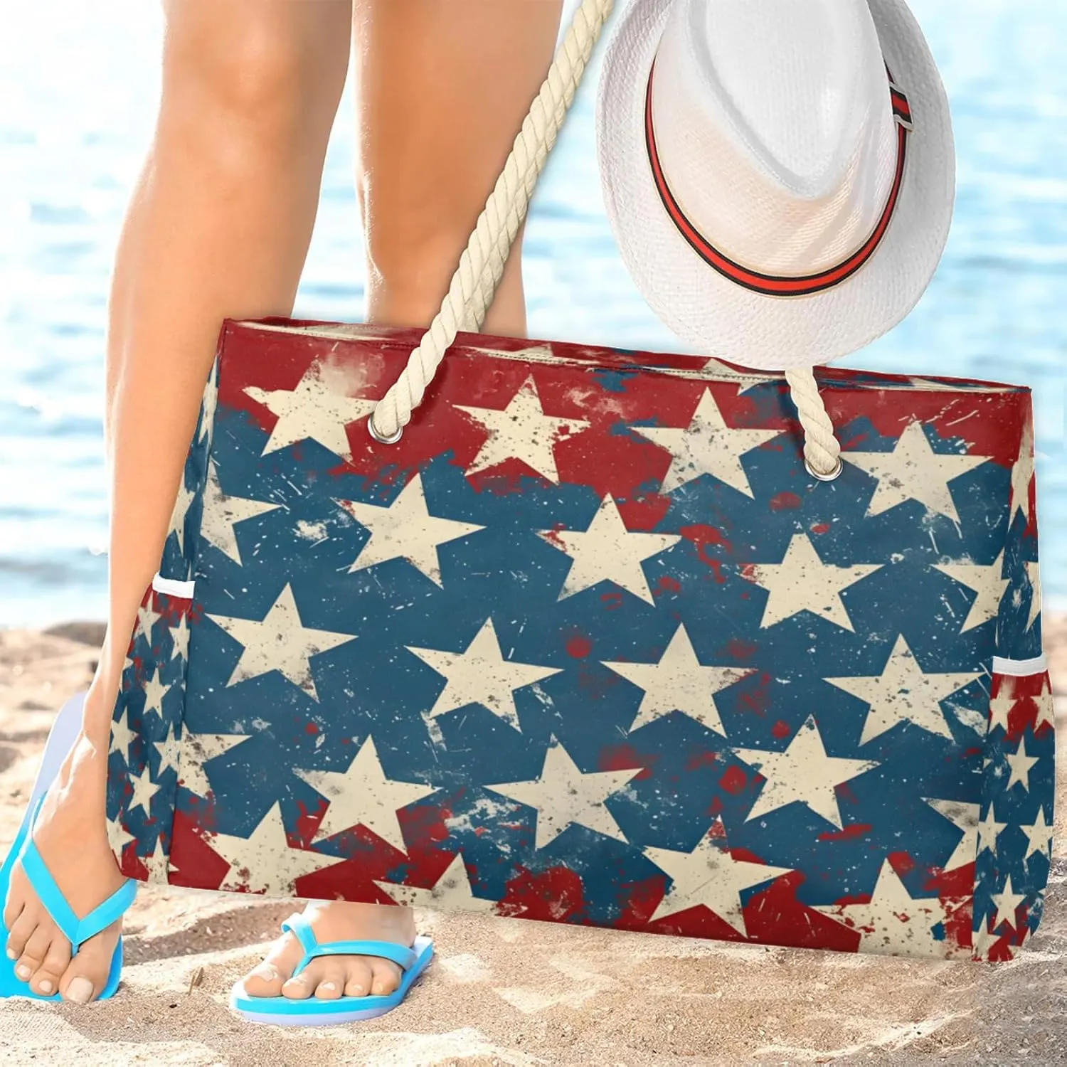 Large Beach Tote Bags with Zipper, Beach Bag for Women, Waterproof Sandproof Pool Swim Bags, Travel Tote Bag