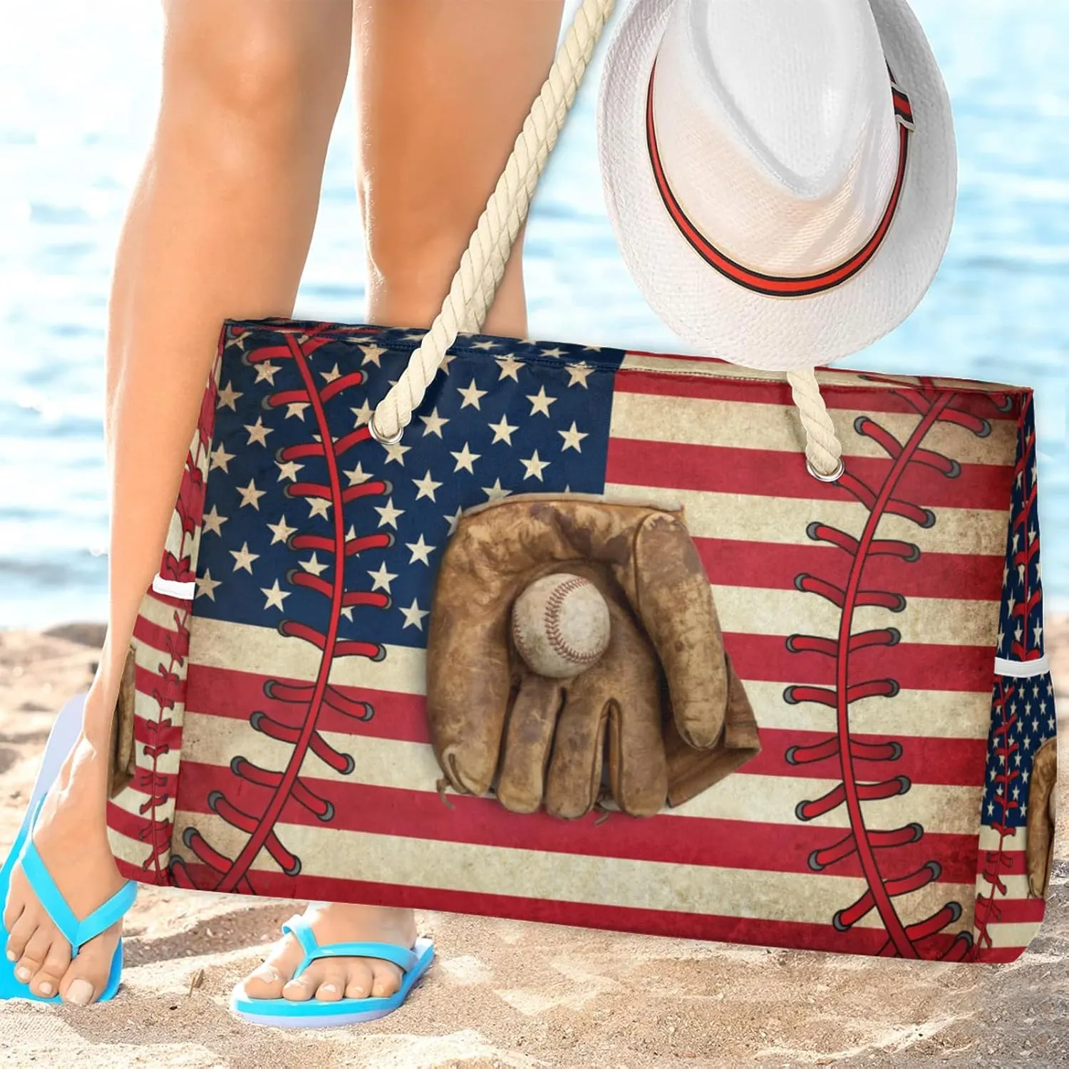 Large Beach Tote Bags with Zipper, Beach Bag for Women, Waterproof Sandproof Pool Swim Bags, Travel Tote Bag