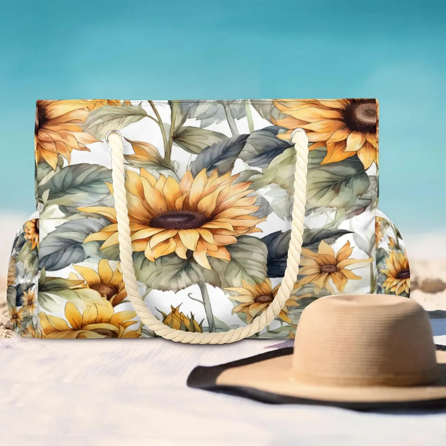 Large Beach Tote Bags with Zipper, Beach Bag for Women, Waterproof Sandproof Pool Swim Bags, Travel Tote Bag