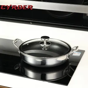 Large Hybrid Nonstick Deep Frying Pan-13inch 316L Stainless Steel Sauté Pan and Lid, Two Handle Hold, PFOA Free, Dishwasher Oven Safe, Cookware to Stir fry/Toast/Roast/Bake/Stew, 7.2-Quart