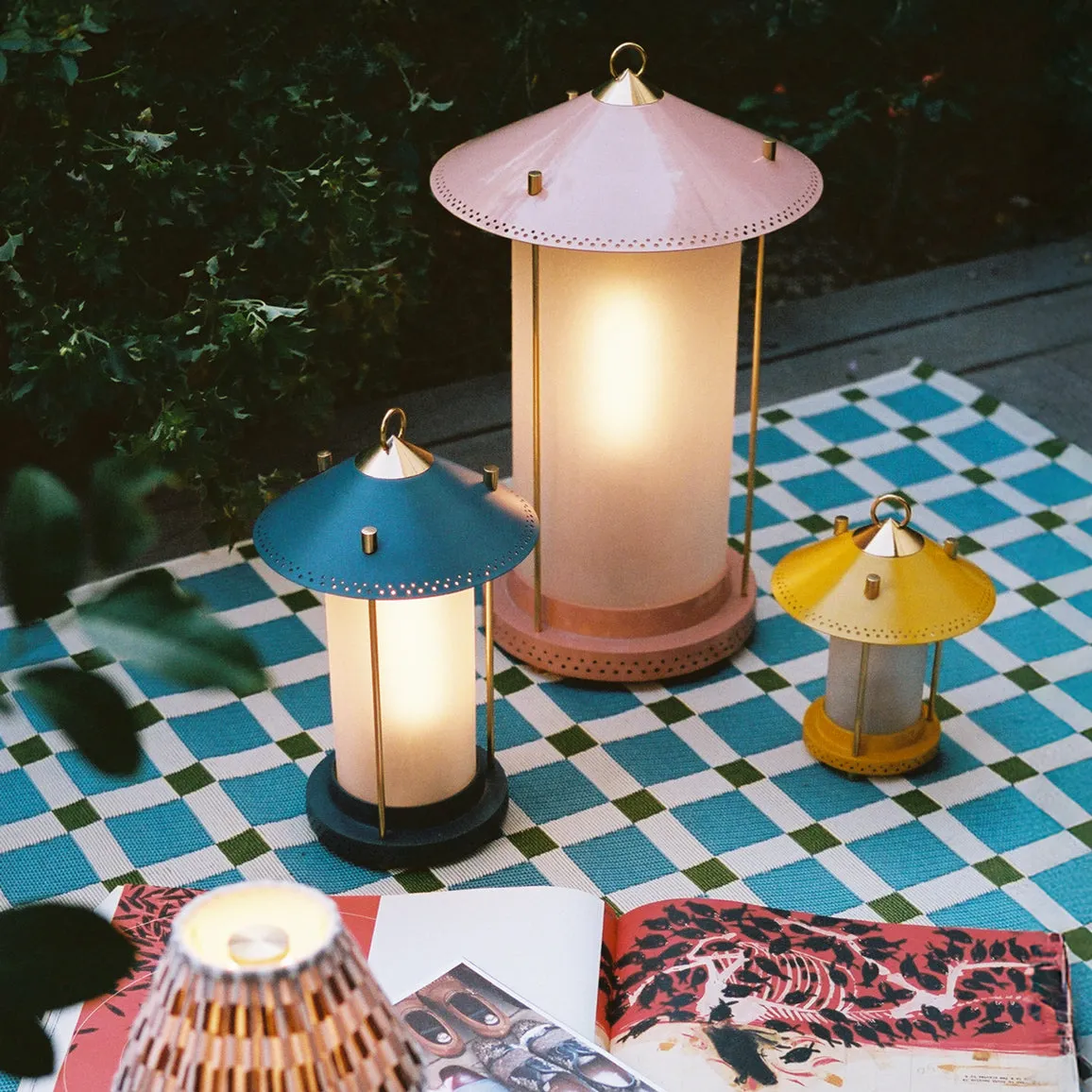 larger Stefan cordless lantern in Sand by the Novogratz