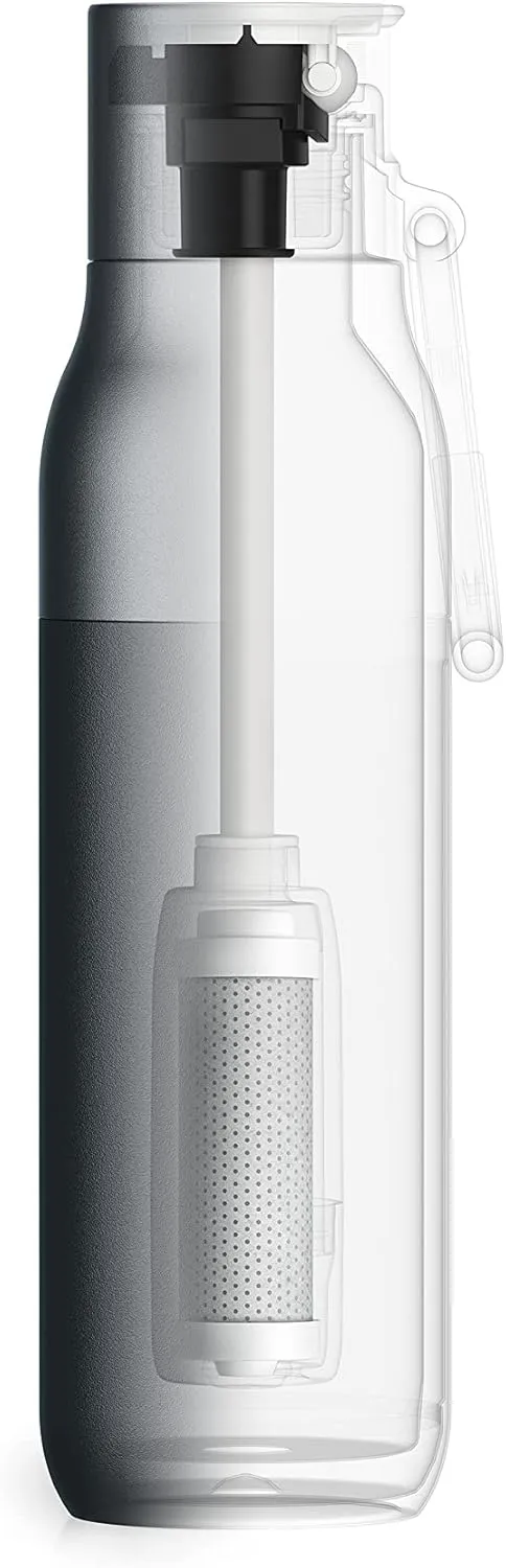 LARQ Bottle Filtered - Insulated Stainless Steel Water Bottle BPA Free with Nano Zero Technology and Long-Lasting Filters, Obsidian Black, 25oz