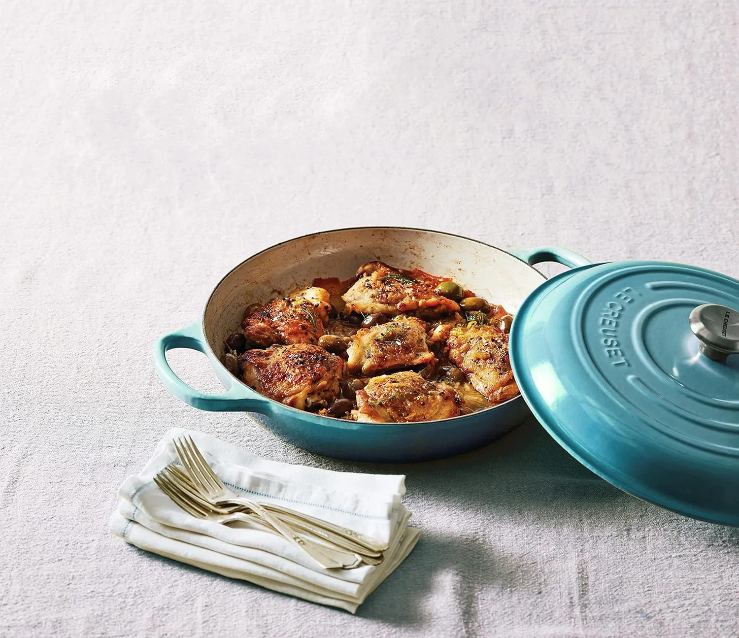 Le Creuset Enameled Cast Iron Signature Braiser, 3.5 qt., Caribbean