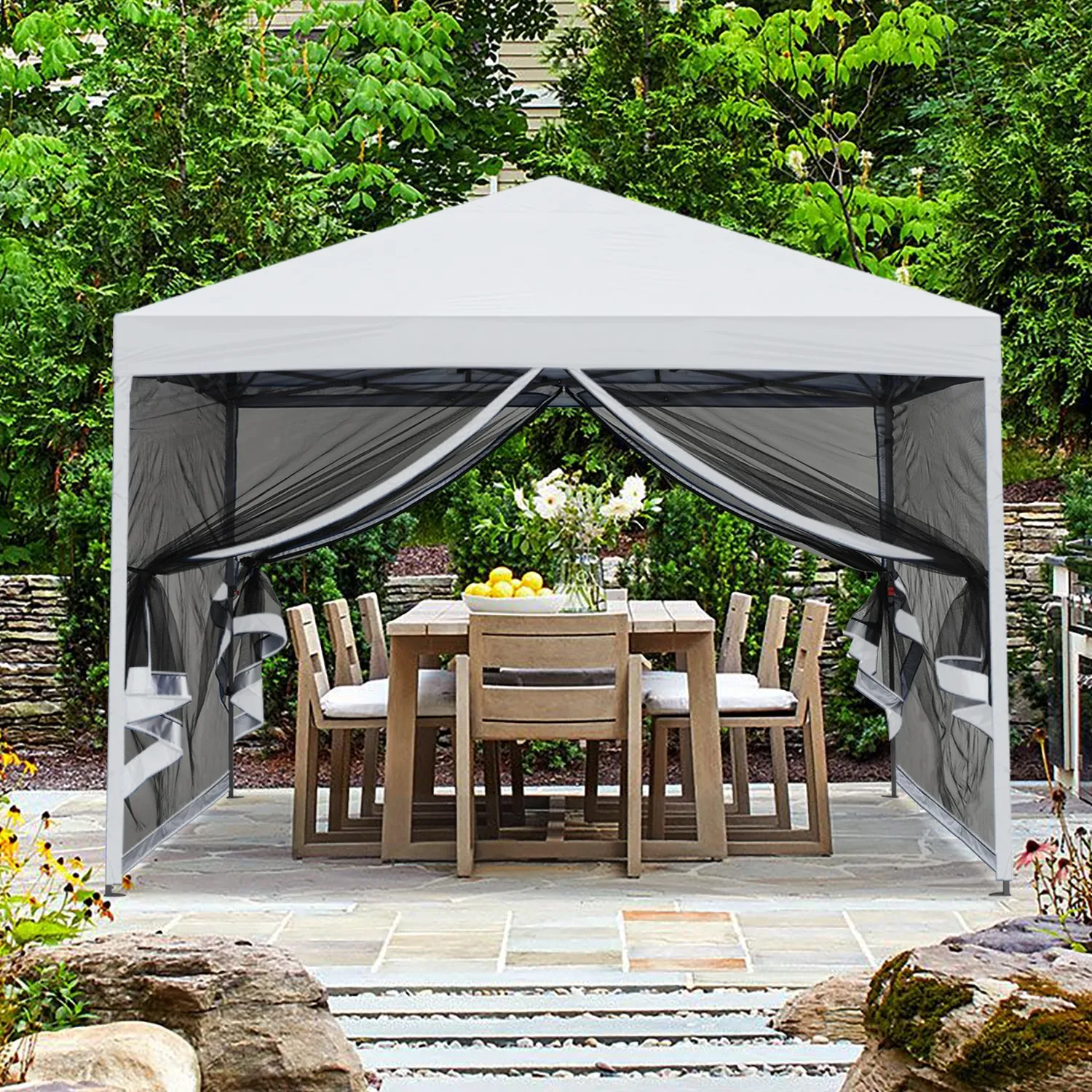 Leisure Sports 8x8/10x10 Pop-Up Easy Setup Outdoor Canopy with Netting Screen Walls