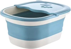 LEIYAN Collapsible Foot Soaking Bath Basin with Foot Massagers,Folding Foot Bathtub Soak Basin Feet Spa Massage Bucket with Handle,Adult Pedicure Bath Foot Tub for Family (Color : Blue)