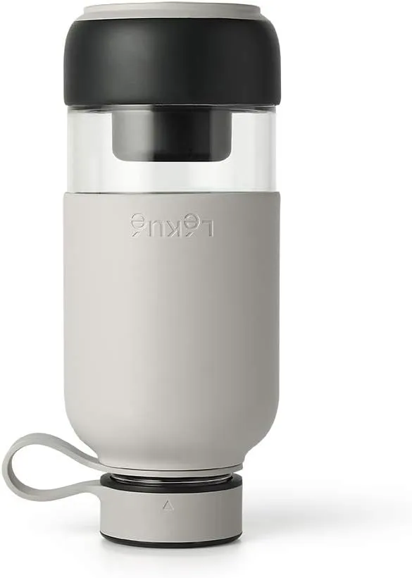 Lekue 0301018G10M017 Bottle To Go reusable glass filtered water bottle,18 ounce, White