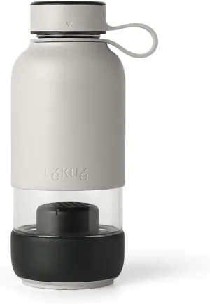 Lekue 0301018G10M017 Bottle To Go reusable glass filtered water bottle,18 ounce, White