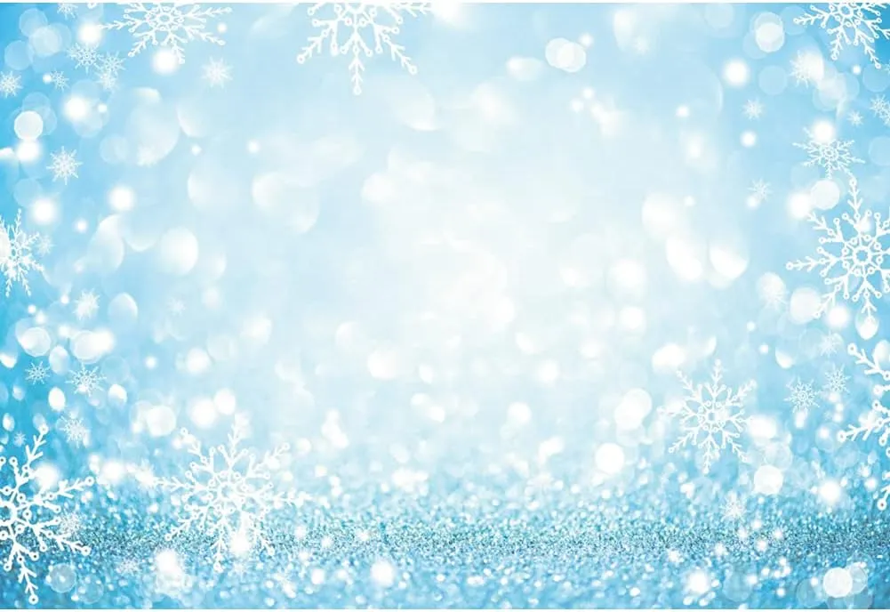Leowefowa 3.5x2.5m Vinyl Backdrop Snowflake Bokeh Backdrop Winter Ice Snow Photography Background Birthday Christmas Party Decor Children Kids Adult Photo Shoot Studio Props Photo Backdrops