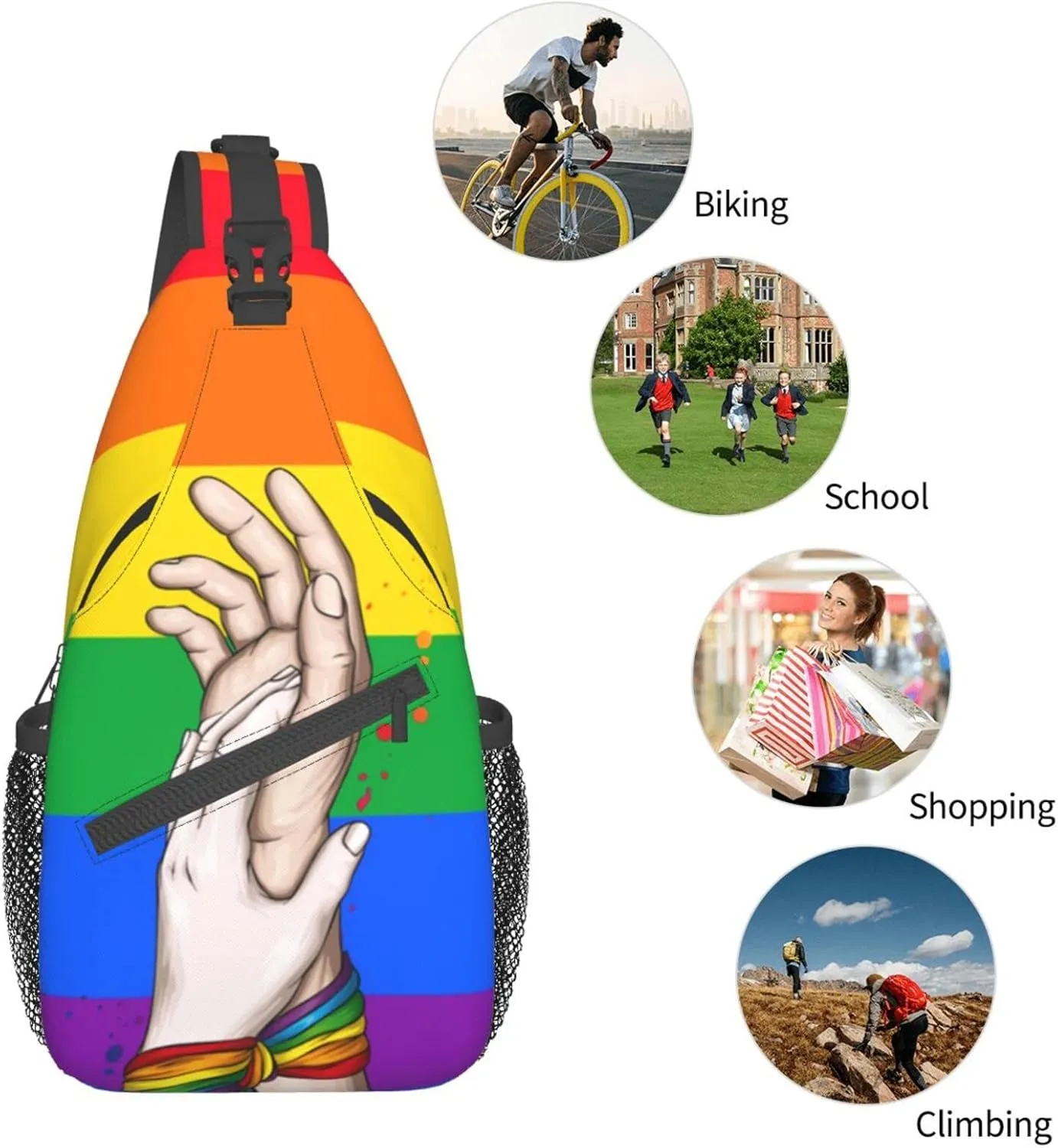 LGBT Pride Flag Sling Backpack,Casual Crossbody Shoulder Backpack Adjustable Sling Bag Chest Daypack for Men Women