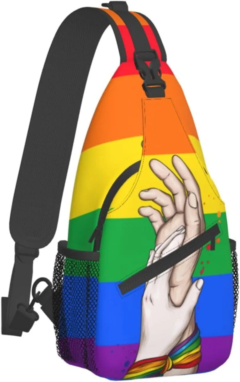 LGBT Pride Flag Sling Backpack,Casual Crossbody Shoulder Backpack Adjustable Sling Bag Chest Daypack for Men Women