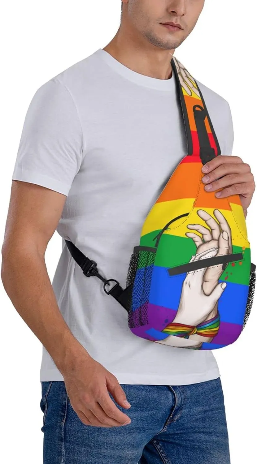 LGBT Pride Flag Sling Backpack,Casual Crossbody Shoulder Backpack Adjustable Sling Bag Chest Daypack for Men Women
