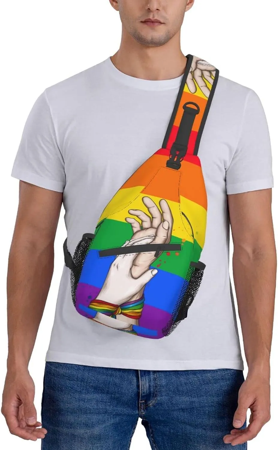 LGBT Pride Flag Sling Backpack,Casual Crossbody Shoulder Backpack Adjustable Sling Bag Chest Daypack for Men Women