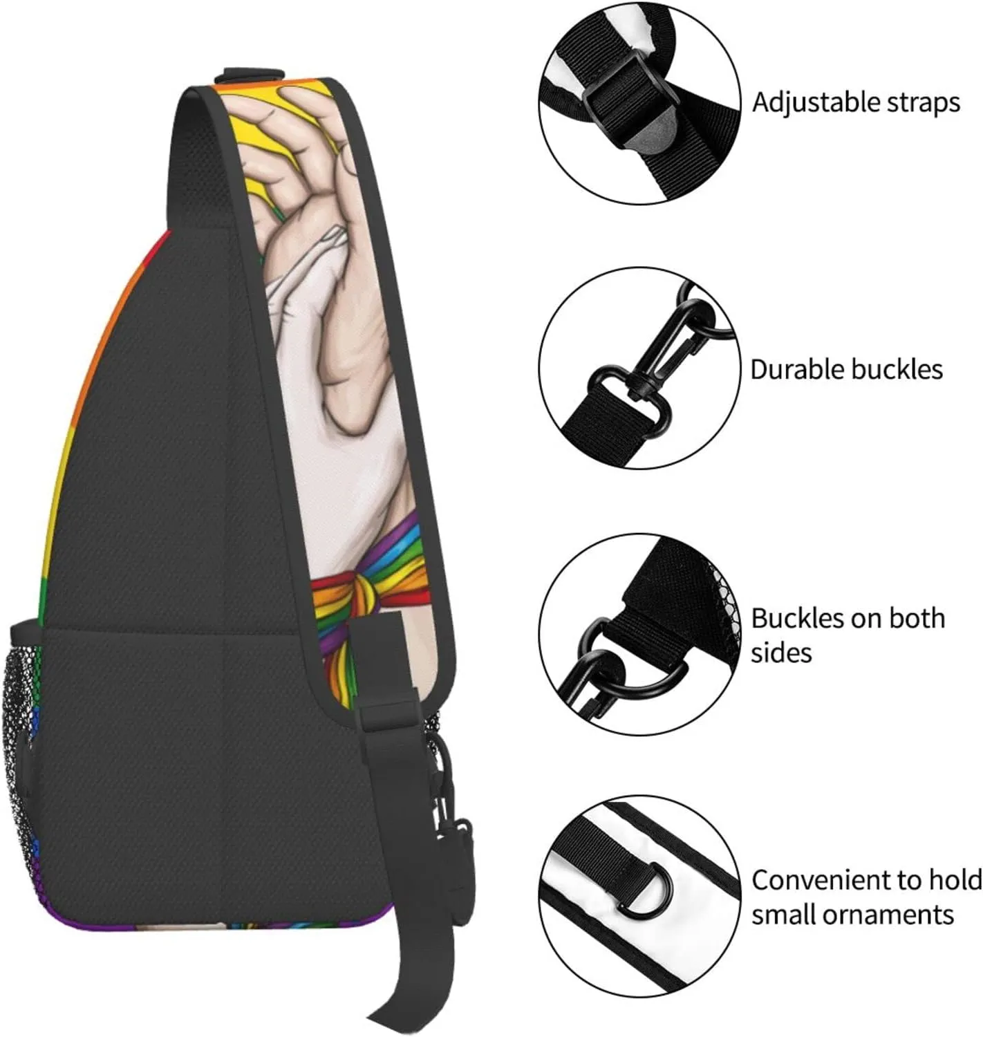 LGBT Pride Flag Sling Backpack,Casual Crossbody Shoulder Backpack Adjustable Sling Bag Chest Daypack for Men Women