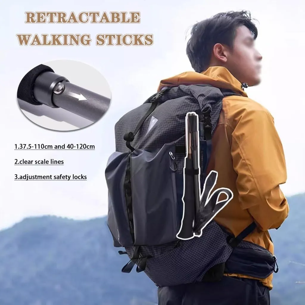 Lightweight Folding Walking Sticks, for Men and Women, Carbon Fiber Trekking Poles with Flip Lock, 2pc Hiking Gear