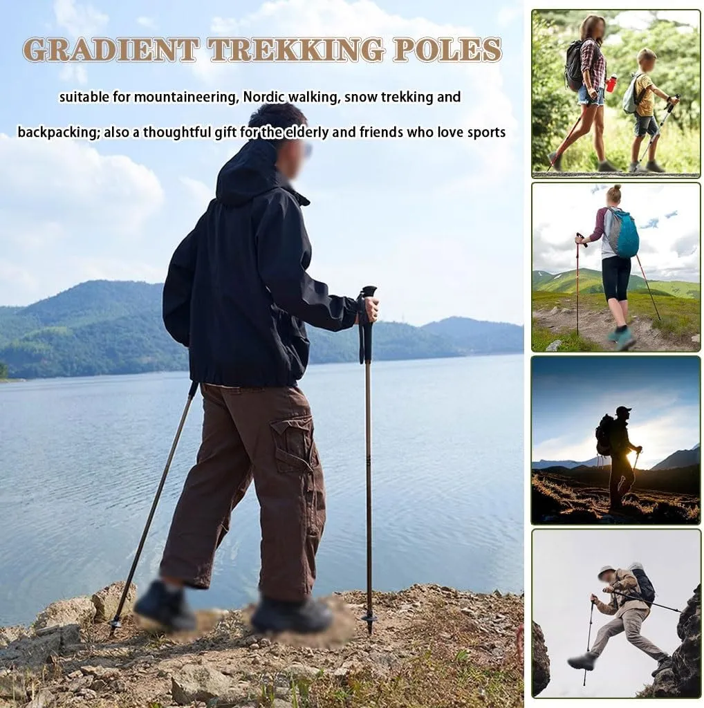 Lightweight Folding Walking Sticks, for Men and Women, Carbon Fiber Trekking Poles with Flip Lock, 2pc Hiking Gear