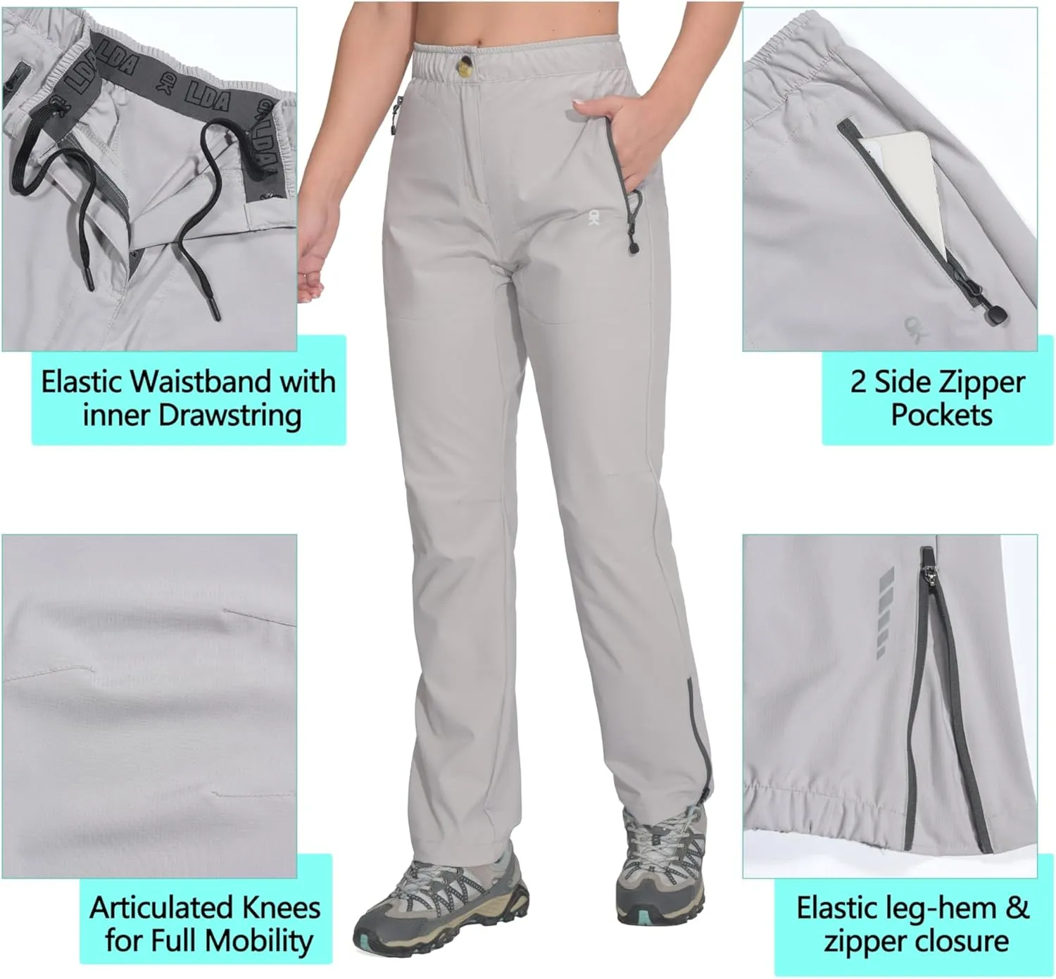 Little Donkey Andy Women's Lightweight Quick Dry Hiking Pants Reinforced Knees UPF 50 for Mountain Climbing Camping