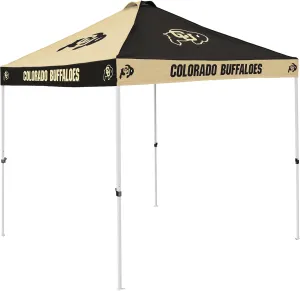 Logo Brands NCAA Colorado Buffaloes Checkerboard Canopy Tailgate Tent - 9' x 9', Vented Roof, Adjustable Height, Wheeled Carrying Bag, Powder Coated Steel