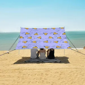 Love Hearts Bulbs Beach Canopy Tent Anti-UV & Wind Resistant, Camping Sun Shelter Easy Setup Portable,Outdoor Shade Tents with Sandbags,Sand Shovels,Ground Pegs & Stability Poles