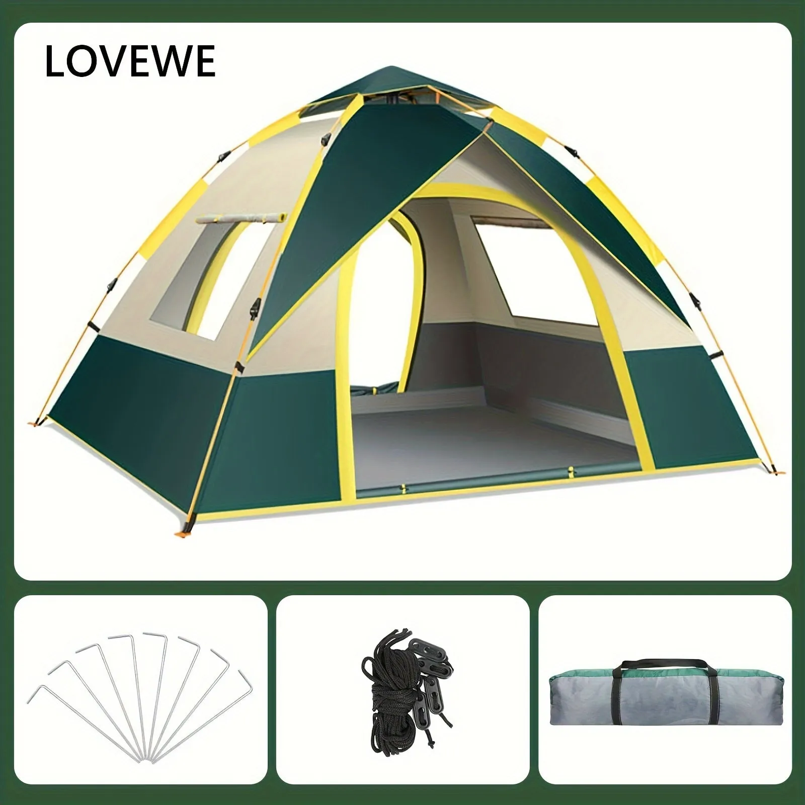 LOVEWE Automatic Instant Setup Camping Tent for 2-4 People