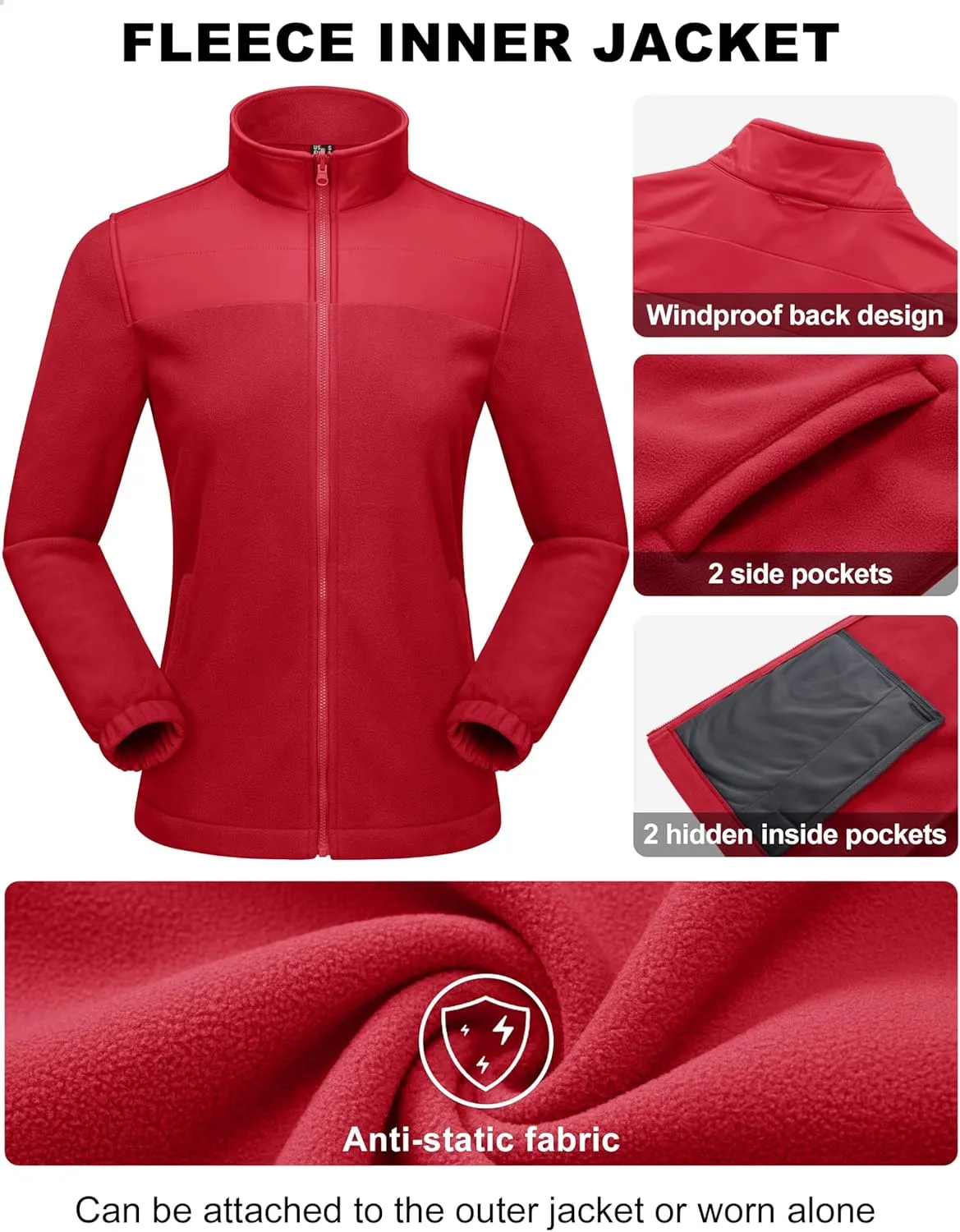 MAGCOMSEN Women's 3 in 1 Ski Jacket Water Resistant Winter Snow Coat Warm Fleece Lined Windproof Hiking Rain Outwear