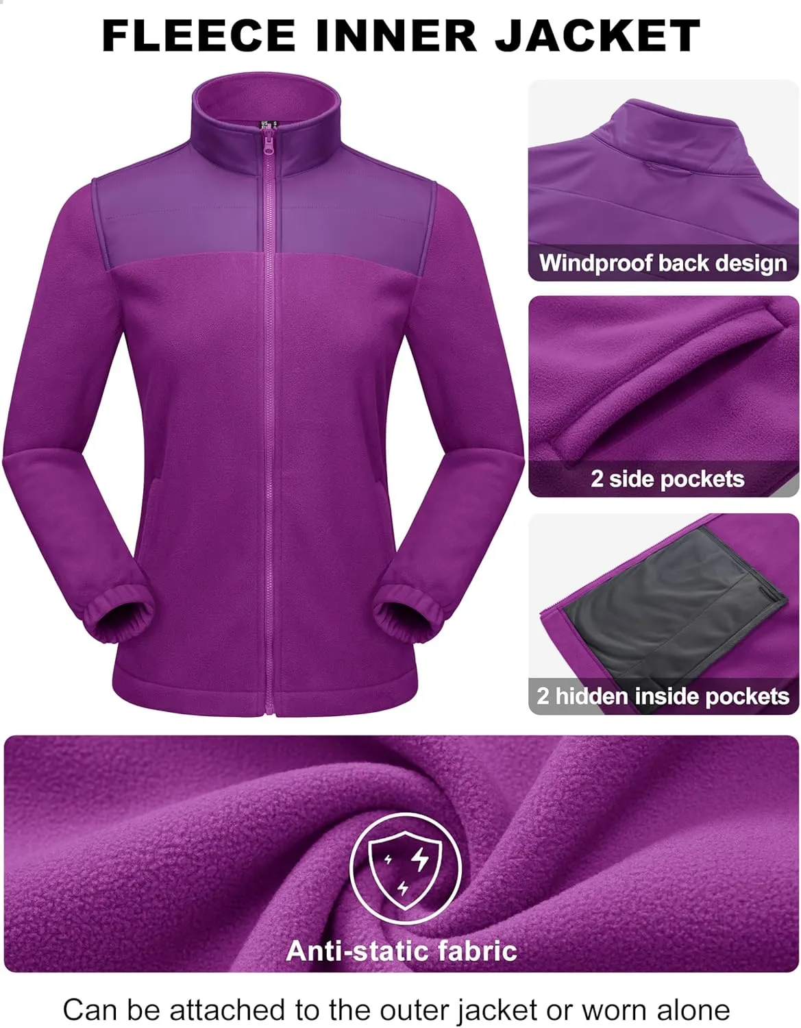 MAGCOMSEN Women's 3 in 1 Ski Jacket Water Resistant Winter Snow Coat Warm Fleece Lined Windproof Hiking Rain Outwear