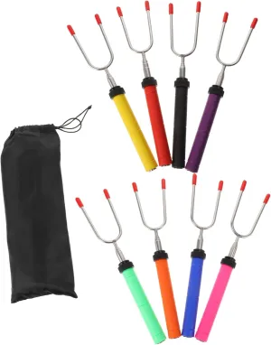 MAGICLULU 8pcs Rotating Stainless Steel Bbq Forks Practical Skewers for Grilling Camping and Outdoor Cookouts with Carry Bag