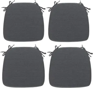 Magpie Fabrics 17"x16"x2" U-Shape Chair Cushions with Ties 4 Count, Outdoor Indoor Waterproof All Weather Seat Pads Decoration for Patio Garden Dining Office - Dark Gray