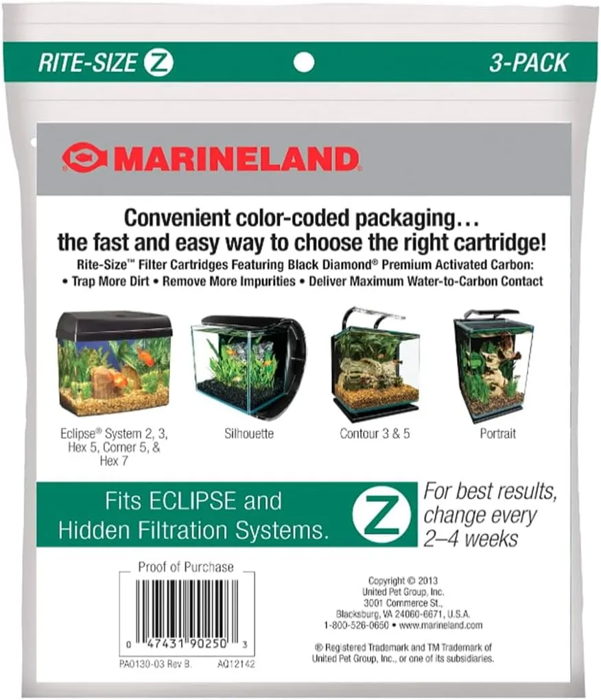 MarineLand Rite Size Aquarium Filter Cartridge Bundles (Rite Size Z 12pk)