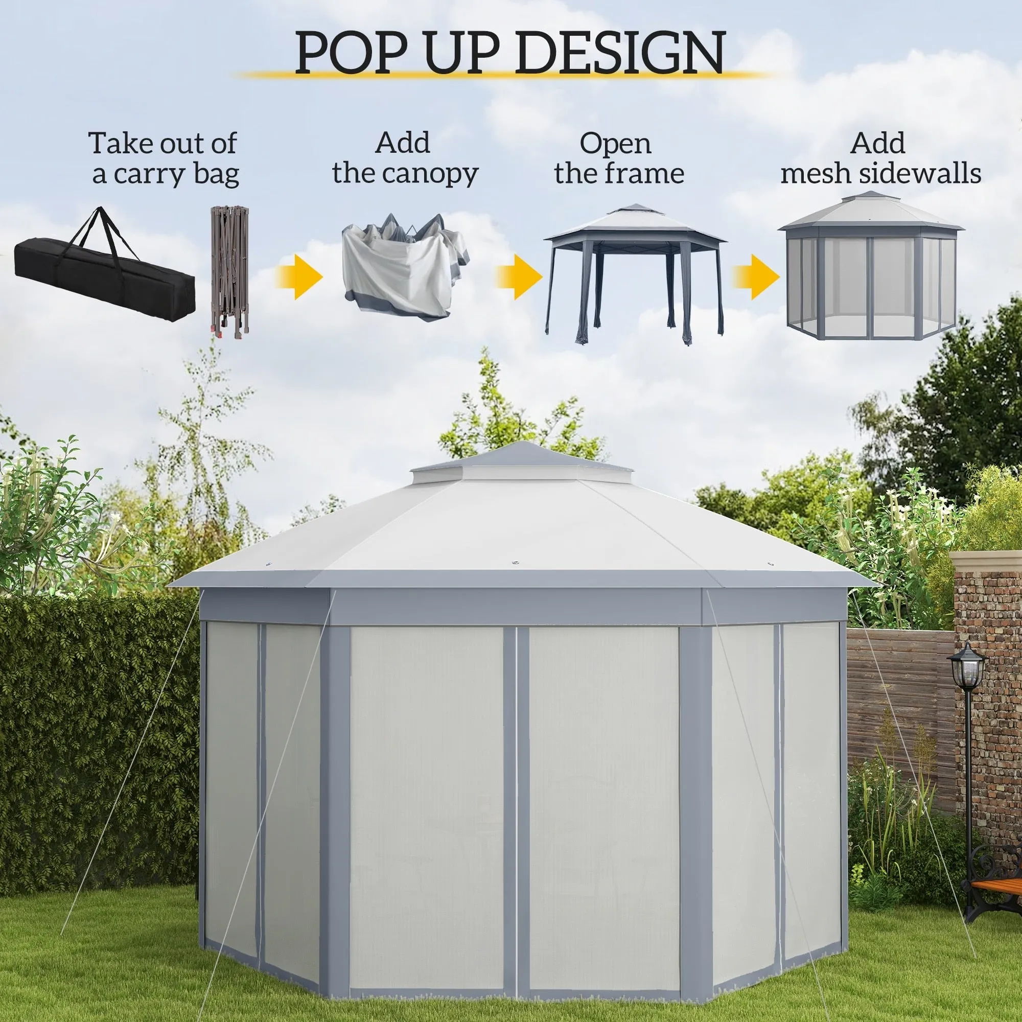 Masi 12-foot Hexagonal Pop-up Patio Gazebo by Havenside Home