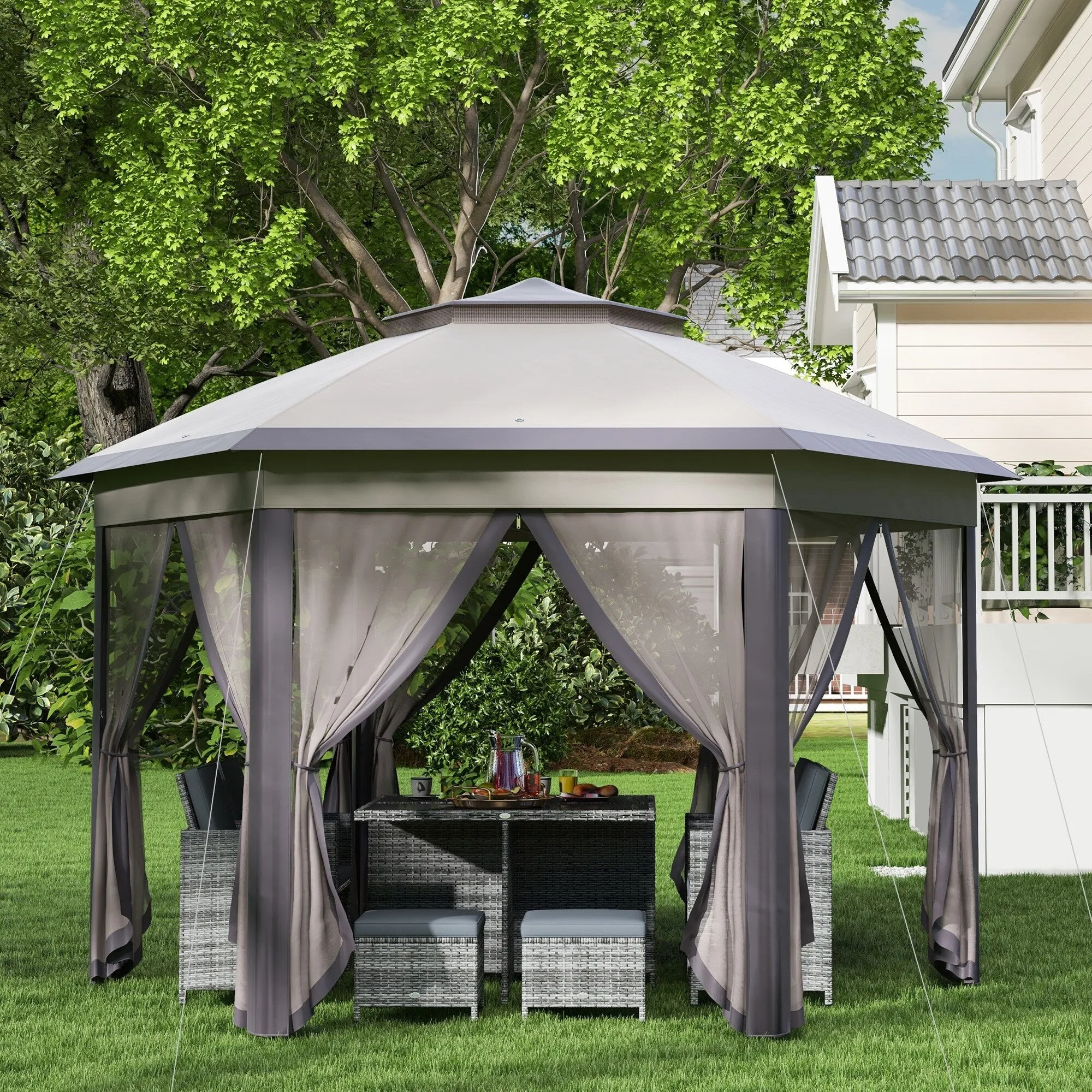Masi 12-foot Hexagonal Pop-up Patio Gazebo by Havenside Home