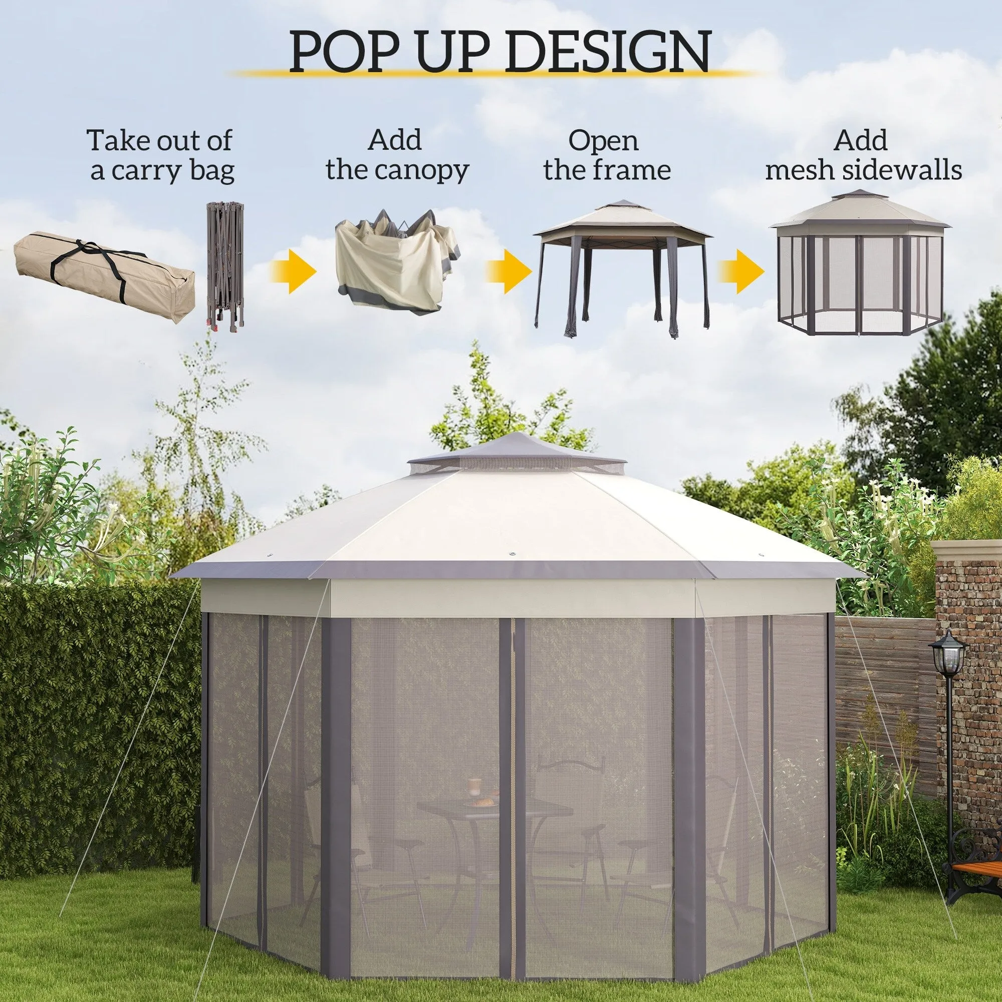 Masi 12-foot Hexagonal Pop-up Patio Gazebo by Havenside Home