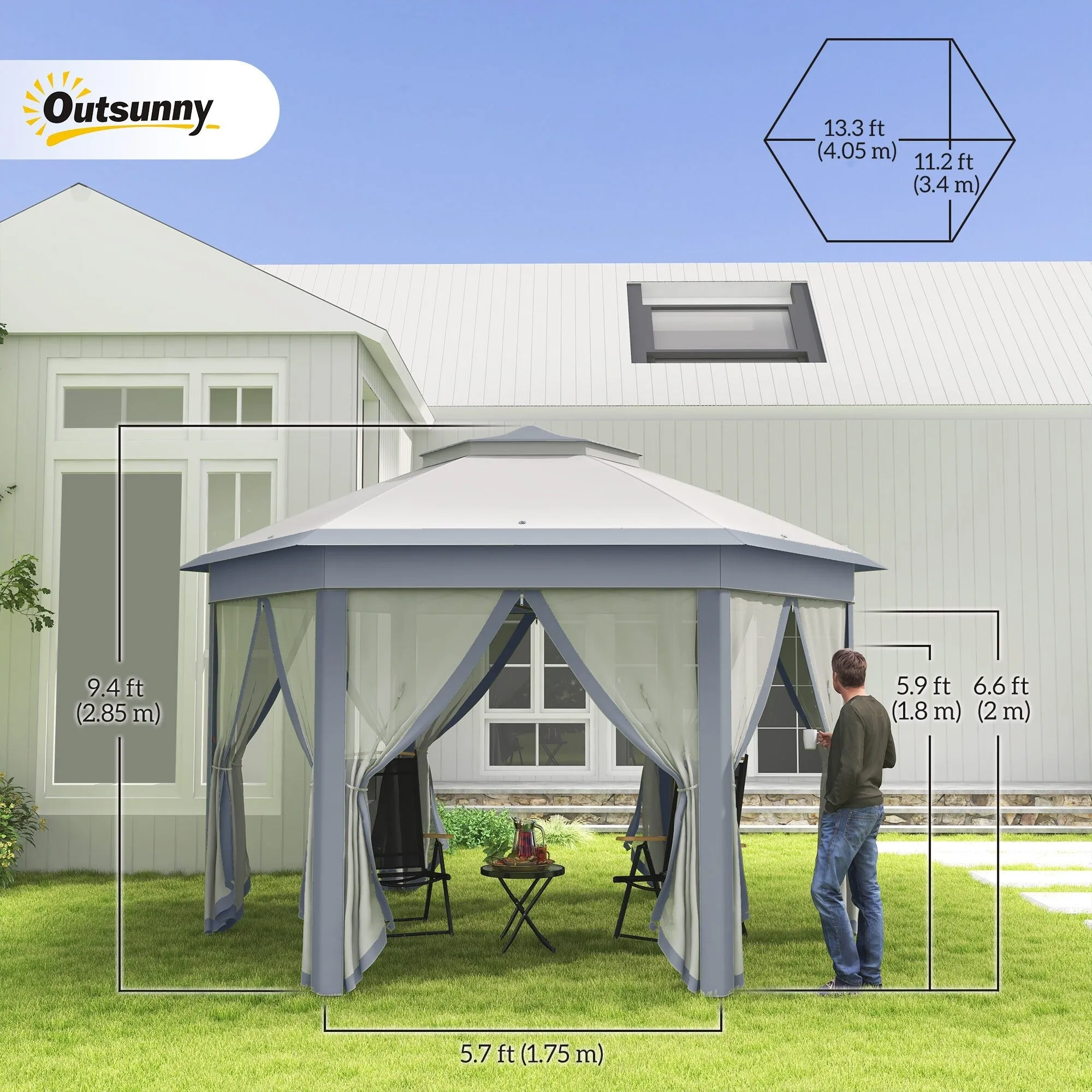 Masi 12-foot Hexagonal Pop-up Patio Gazebo by Havenside Home