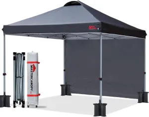 MASTERCANOPY Durable Pop-up Canopy Tent with 1 Sidewall (10'x10',Black)