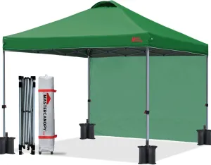 MASTERCANOPY Durable Pop-up Canopy Tent with 1 Sidewall (10'x10',Forest Green)