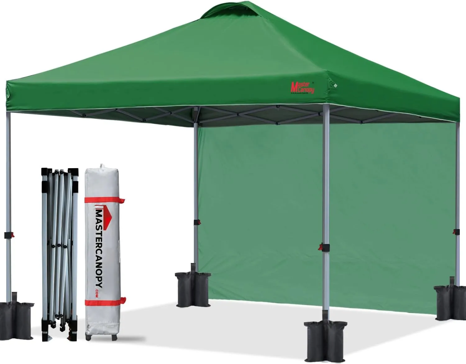 MASTERCANOPY Durable Pop-up Canopy Tent with 1 Sidewall (10'x10',Forest Green)
